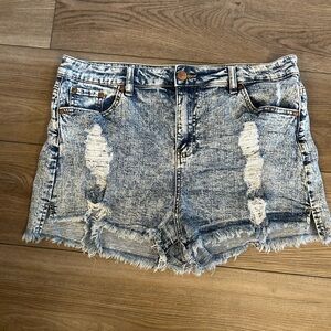 Almost Famous Super High Rise Distressed Denim Shorts Size 15